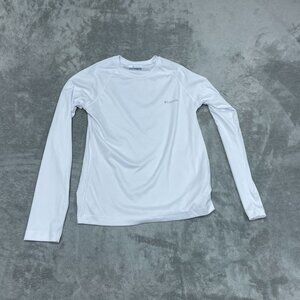 Columbia Sportswear White Long-Sleeve Shirt mens  S  *flaw* a0509